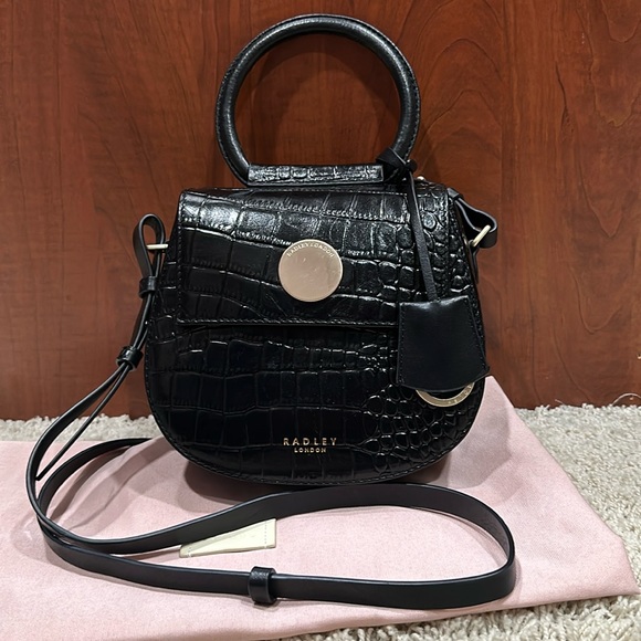 Radley London Rope Walk Black crossbody bag purse with top handle - Picture 1 of 4